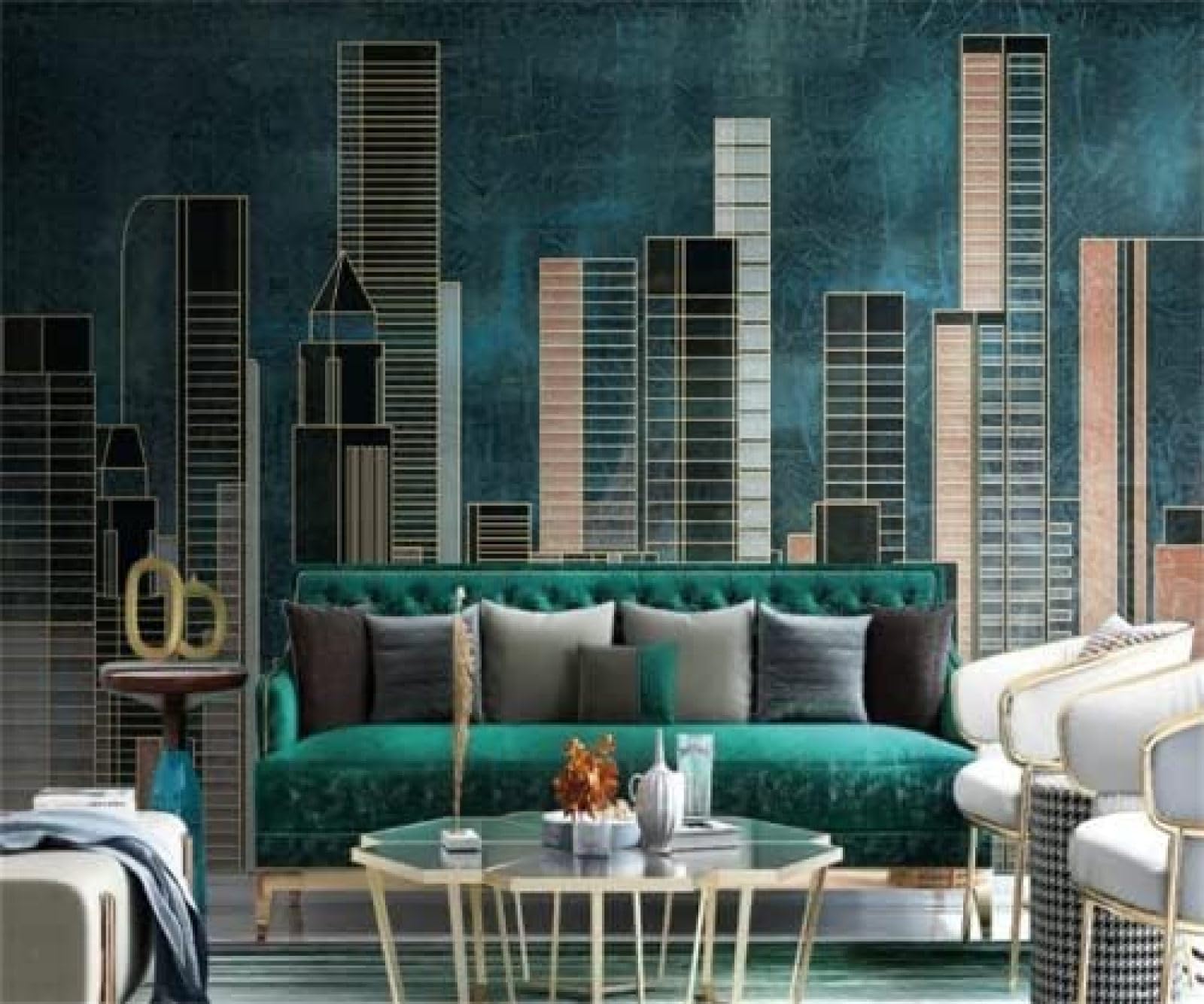 XLMING Minimalistische City Line Architektur 3D Tapete Wohnzimmer Sofa Schlafzimmer Esszimmer Home Dekoration Wand-350cm×256cm