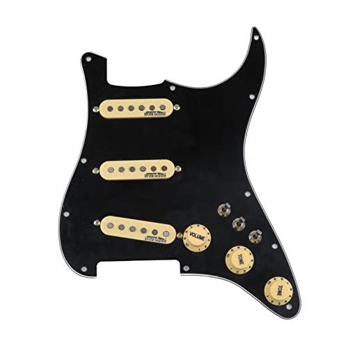 Geladenes Gitarren-Pickguard Gitarren-Pickup 7-Wege-Typ Voll Beladen Mit Vorverdrahteter Pickguard SSS. AINICO 5 Single-Coil-Pickup-Set Für Stratocas-Gitarren (Color : Black Yellow)