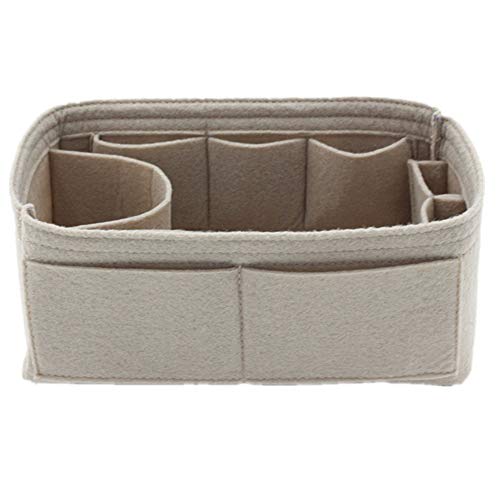 Crepundia Handtaschenorganizer Bag in Bag Einfügen von Taschen Organizer Makeup Handtasche Organisieren Tragbarer kosmetischer Basisformer for Frauen Handtasche(Light Grey,For Birkins 30)