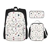 WURTON High Heel Schuhe Druck Trendy Rucksack Taschen Lunchbox und Federmäppchen 3 in 1 Verstellbarer Rucksack Set, Schwarz, Einheitsgröße, Schwarz , Einheitsgröße