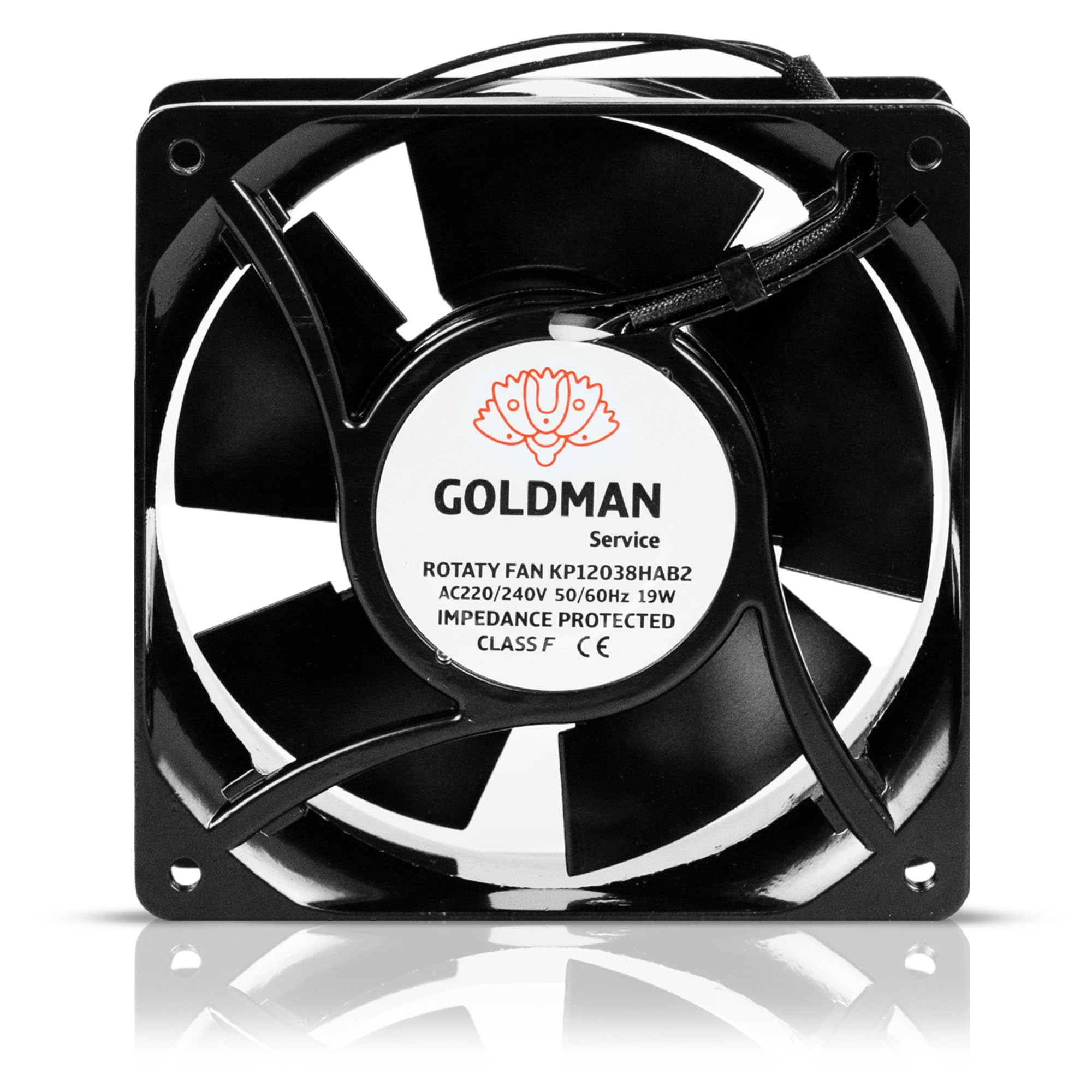 GOLDMAN SERVICE – Hochtemperatur-Axialventilator für einsteckbare Kaminkassette | Leise mit leistungsstarken Metallklingen | Maße: 120x120x38 mm