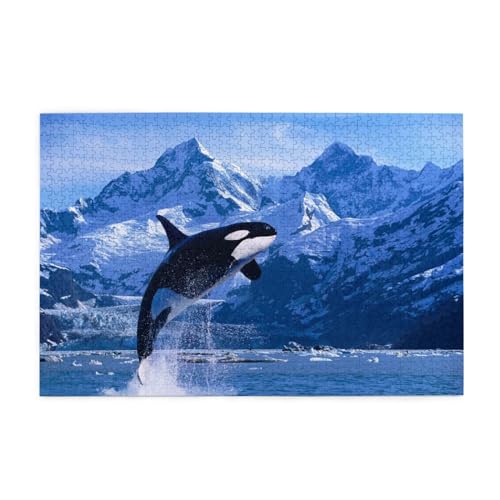 Killerwale Orcas Ozean Meer, Puzzles 1000 Teile Holzpuzzle Spielzeug Familienspiel Wanddekoration