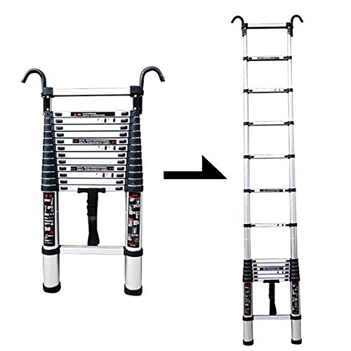 RASOANOA Ausziehbare Aluminiumleiter mit Haken, Mehrzweck-Teleskop-Ausziehleitern für Loft-Home-Office, maximale Belastung 150 kg (Größe: 3,2 m/10,5 ft) Ambitious