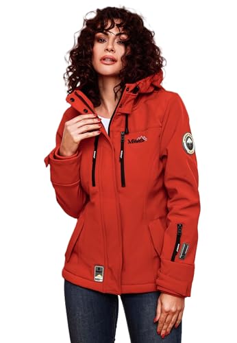 MARIKOO Damen Softshell Jacke Winterjacke wasserabweisend Outdoor B864 [B864-Kl.zicke-Rot-Gr.M]