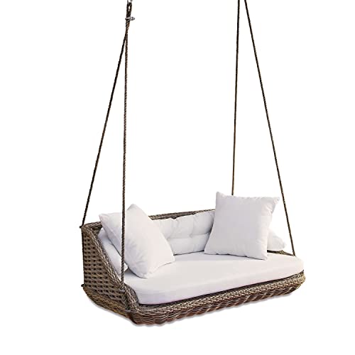 LOBERON® Hängebank Pontrieux, Aluminium, H/B/T ca. 50 / 133 / 81 cm, Outdoor, Gartenmöbel , beige