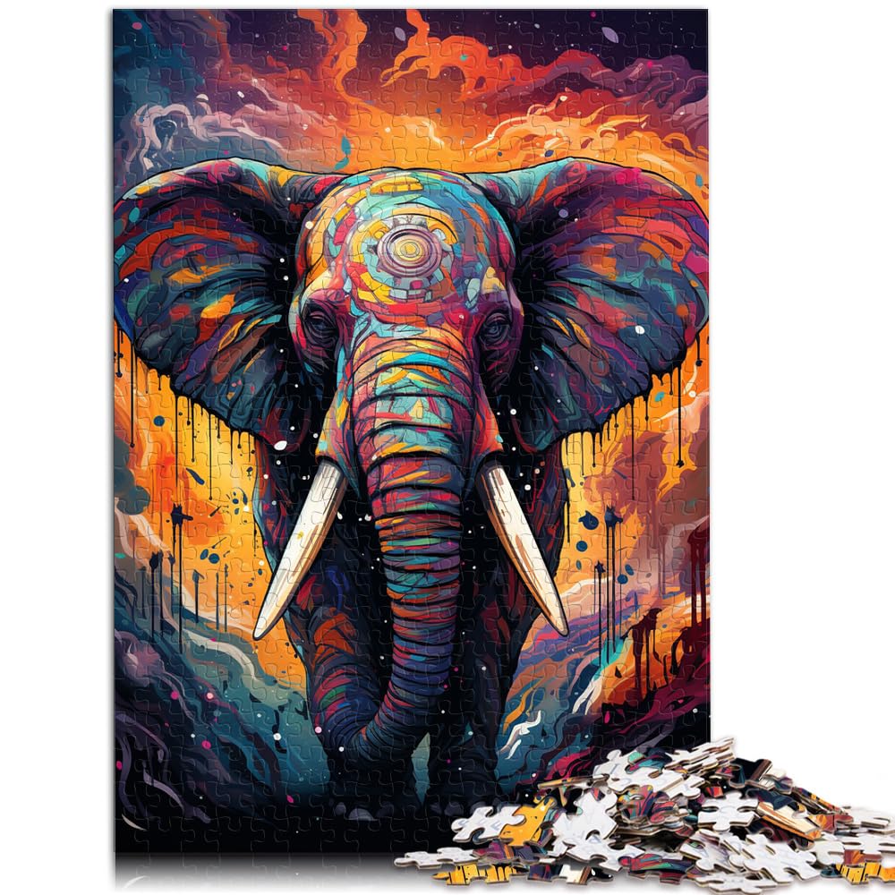 Puzzle für farbenfrohe Elefantenpsychedelika, 1000 Teile, Puzzle für Erwachsene, Holzpuzzle als Geschenk für die ganze Familie, 1000 Teile (50 x 75 cm)