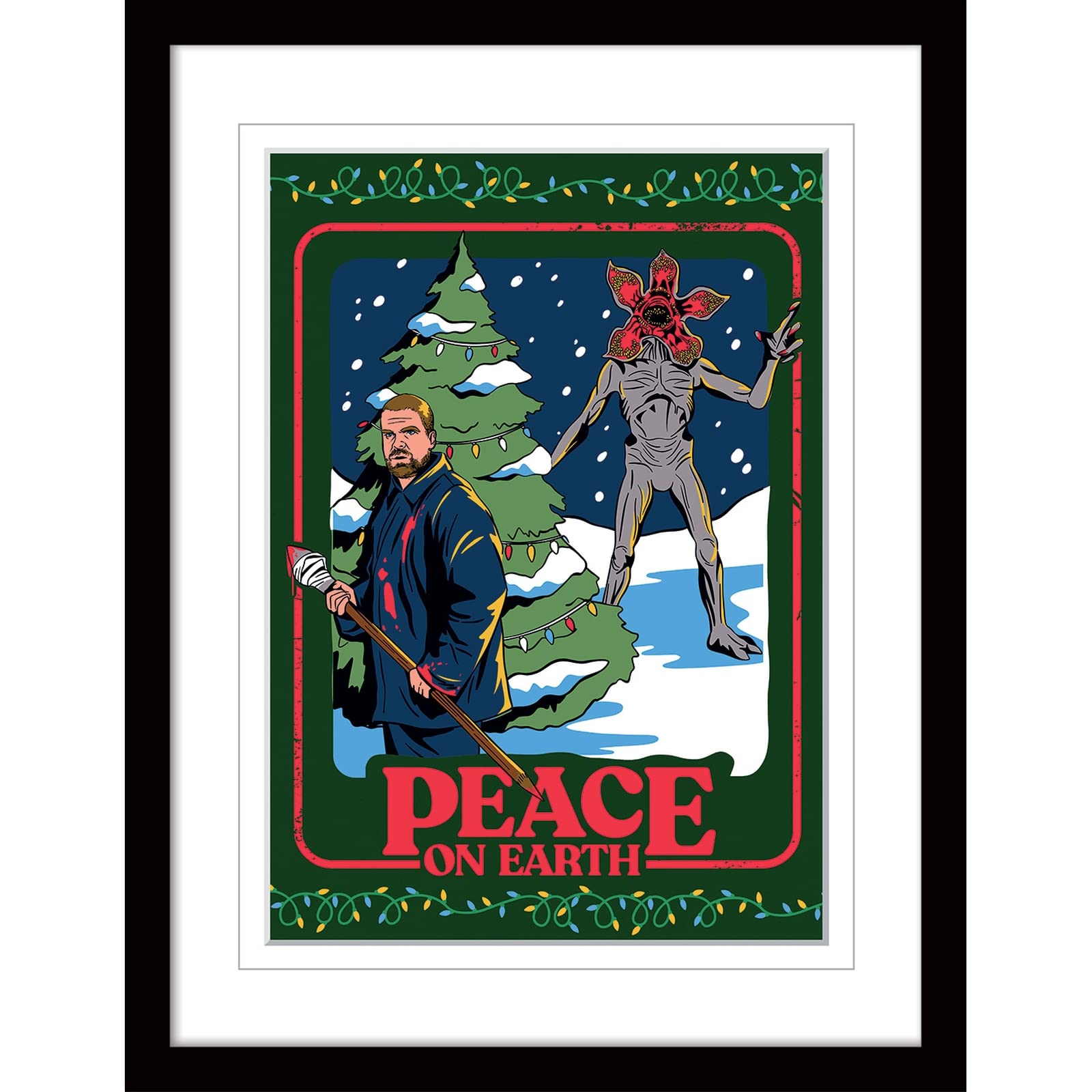 Pyramid International Stranger Things Poster mit Bordüre und schwarzem Rahmen (Peace on Earth) 30 cm x 40 cm Rahmen und Stranger Things Wandkunst – Offizielles Stranger Things Merchandise