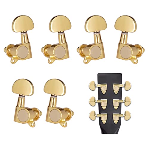 6 Stücke Geschlossene Gitarre-Tuning-Pegs String-Tuner-Maschinenköpfe Knöpfe Tuning-Tasten Für Folk Akustik/E-Gitarre Stimmwirbel Mechaniken (Color : Gold)