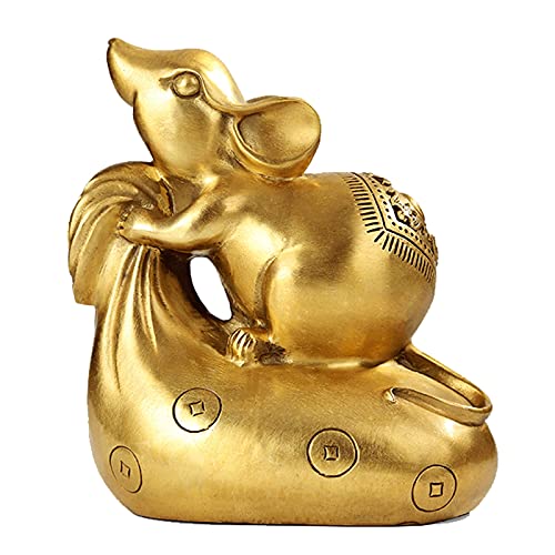 Desktop Dekoration Messing Tierkreis Ratte Statue Handgeschnitzte Handwerk Home Wohnzimmer Büro Dekoration Feng Shui Statue Dekoration Gutes Glücksgeschenk Feng Shui Dekoration ( Size : X-Small )