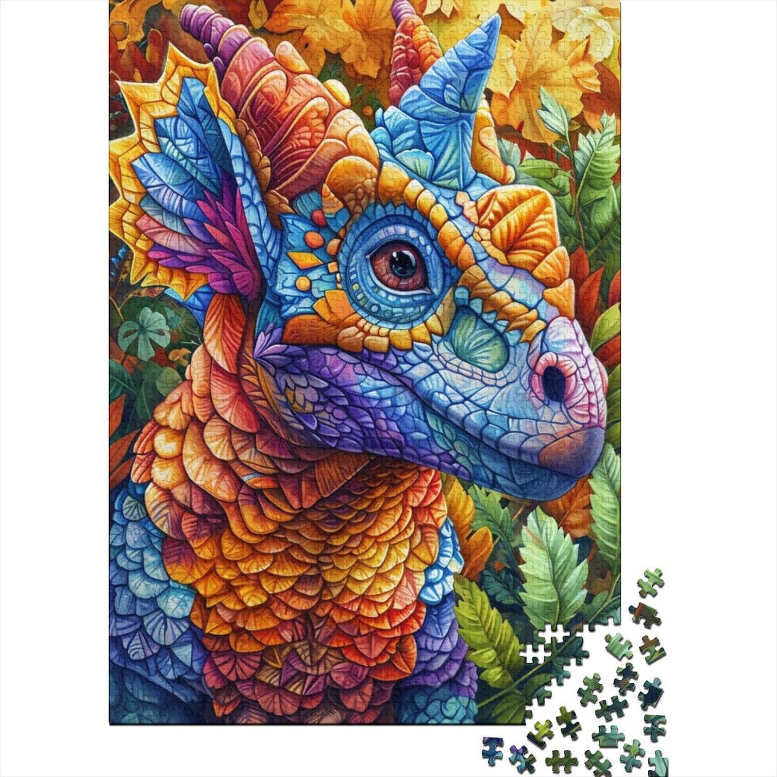 Dinosaurier-Holzpuzzle für Erwachsene und Jugendliche von Difficult Challenging Puzzles, 1000 Teile, entspannendes intellektuelles Lernspielzeug 29,53x19,69 Zoll