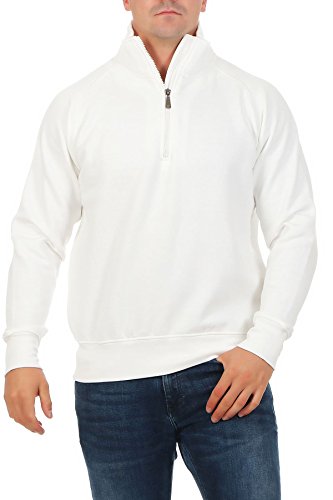 Happy Clothing Herren Pullover halber Reißverschluss ohne Kapuze, Größe:M, Farbe:Weiß