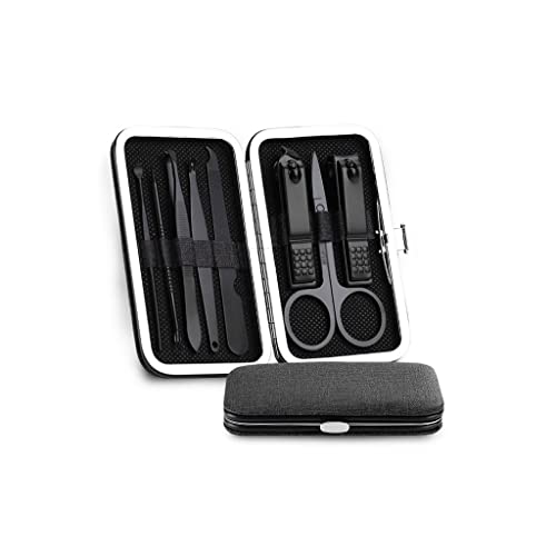 Zehennagelknipser Nagelclipper Set Edelstahl Maniküre Set Persönliche Pflege Pediküre Set Schönheitsset mit tragbarer Leinen Ledertasche (8-teiliges Set) Nagelknipser-Set ( Color : A-8-piece set )