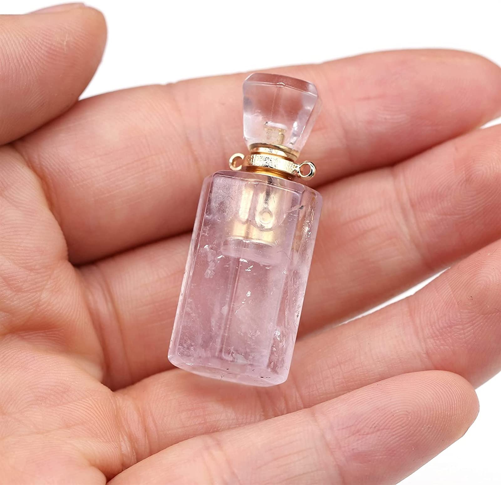 Natürlicher Kristall rau Schmuck selber machen 1 Stück Naturstein Achate Parfümflasche Verbinder Quarz Amethyste Fluorit Anhänger Diffuse Charm Schmuck Geschenk Edelstein Anhänger (Color : Lemon Yell