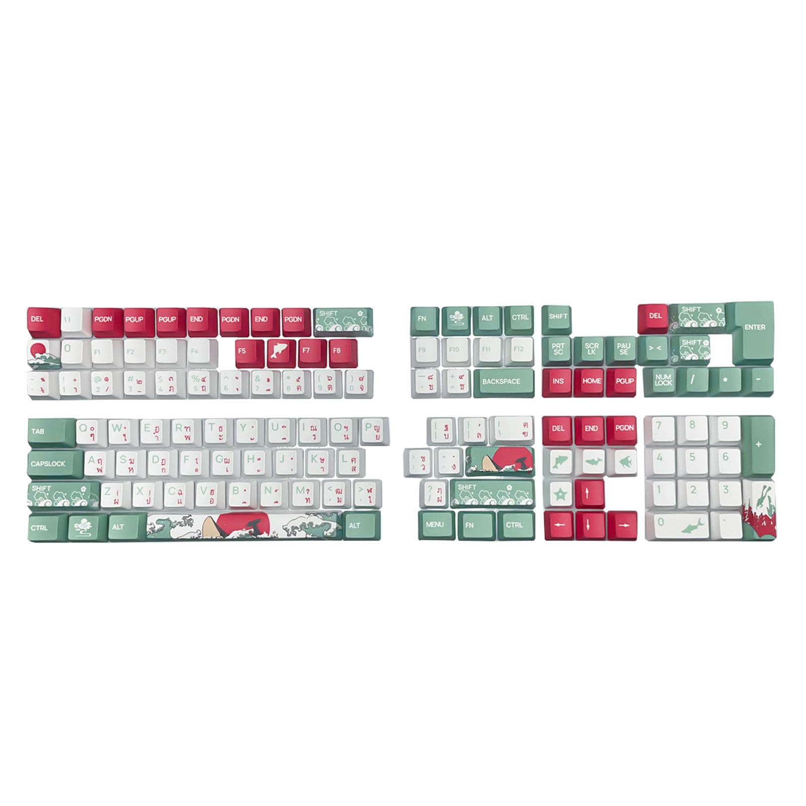 Qsvbeeqj Sea Aesthetic Keycap/OEM Height Thai Keycaps Suitable For 61/64/68/75/87/98 Mechanical Keyboards Keycaps