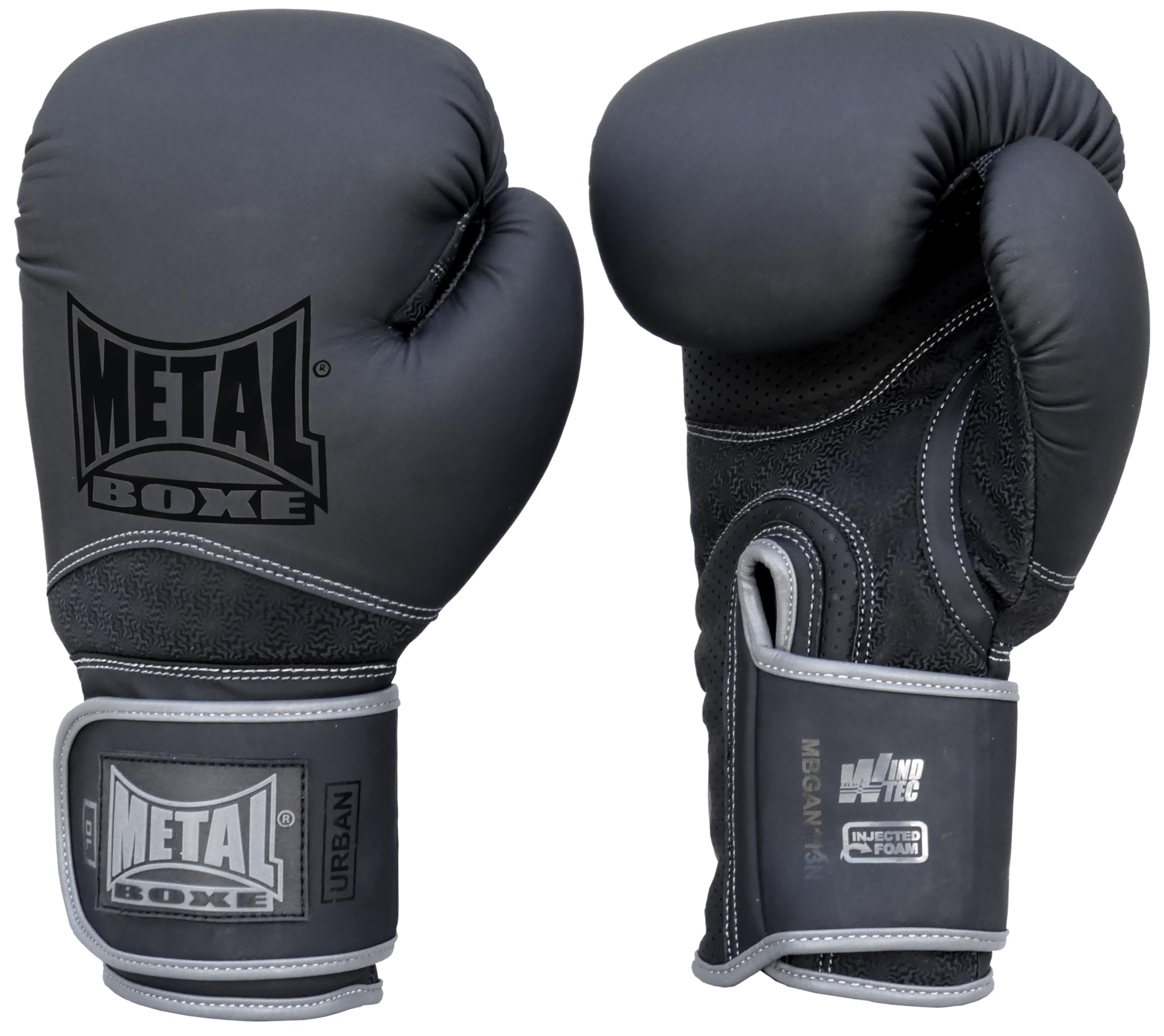 METAL BOXE Unisex – Erwachsene Gants de Boxe Entraînement Urban 12 oz Boxhandschuhe, Schwarz