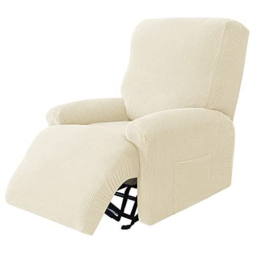 JHLD Stretch Sesselbezug Relaxsessel, Jacquard Ruhesessel Bezug 4 Stück Weiche Ruhesessel Bezüge Relaxsessel Bezug Abnehmbare Waschbar Für Wohnzimmer-Beige-Ruhesessel