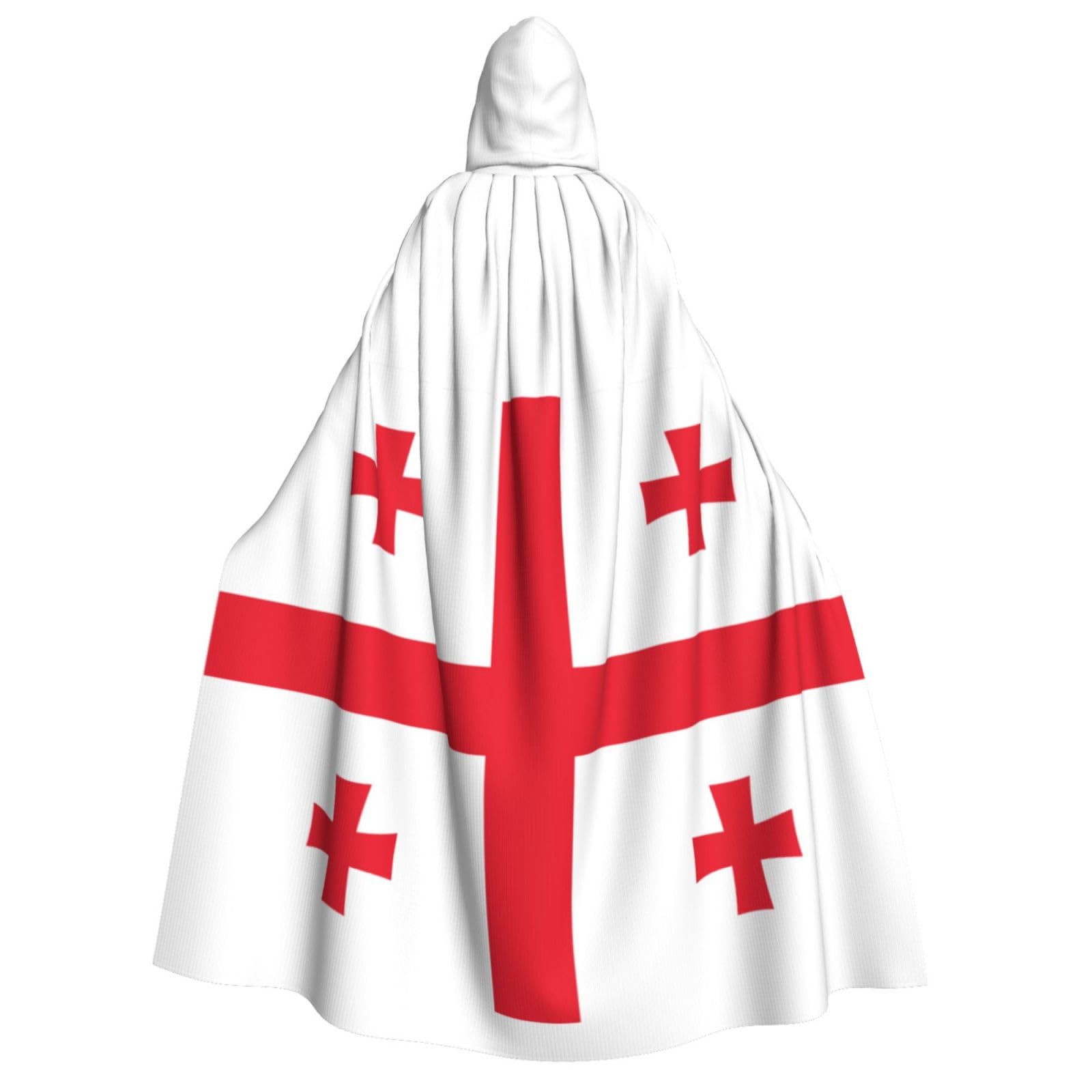 WURTON Kapuzenumhang mit Flagge von Georgia, Unisex, für Halloween, Karneval, Cosplay, vielseitig, für Erwachsene