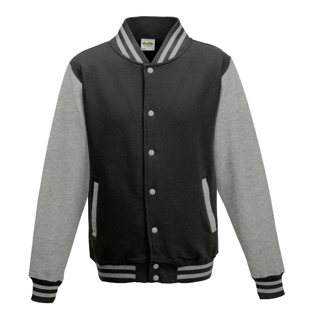 Just Hoods College Jacke 'Varsity Jacket, Anthrazit/Heather Grey, M