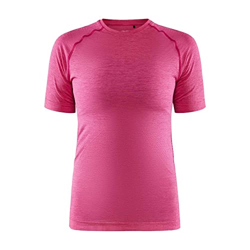 Craft CORE Dry Active Comfort SS | Sportshirt Damen XL | Fame | Baselayer Funktionsshirt Damen mit effizientem Feuchtigkeitstransport | Hält warm | Mit Bodymapping Technologie