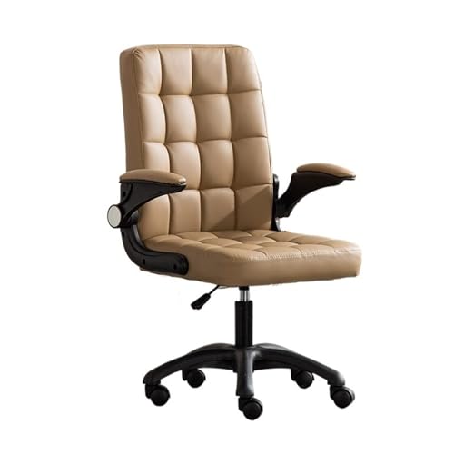 Zhaoj24-05 Bürostuhl Ergonomischer Bürostuhl Home-Office-Schreibtischstühle mit hochklappbarer Armlehne, Rollschreibtischstuhl aus Kunstfell Schreibtischstuhl(Khaki)