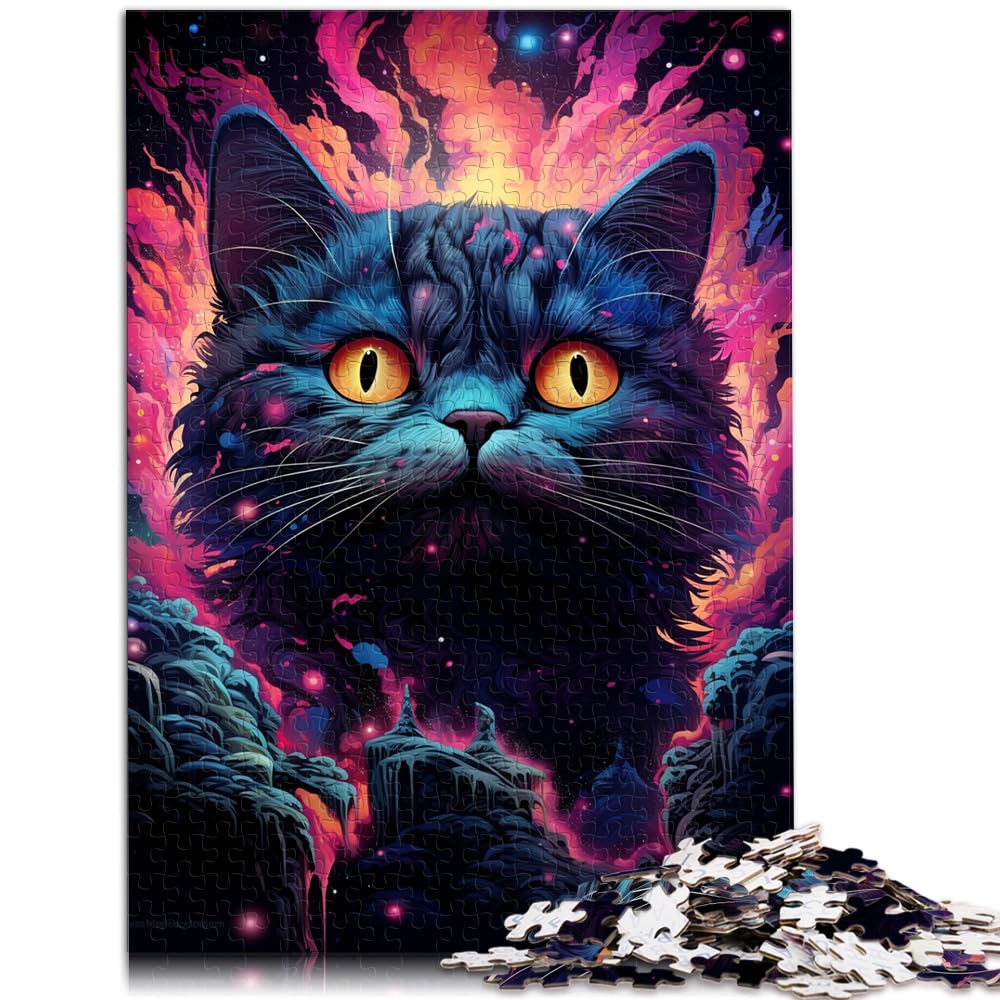 Puzzle | Puzzles Future Buntes psychedelisches Katzen-Puzzle für Erwachsene, 1000-teiliges Holzpuzzle, schwieriges, schweres Puzzle, 1000 Teile (50 x 75 cm)