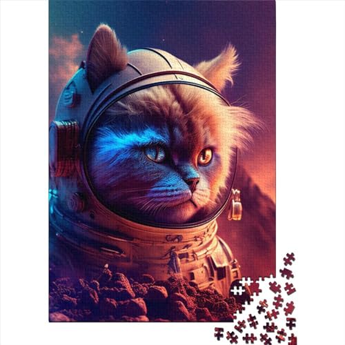 Space Ragdoll Cat Puzzles für Erwachsene Puzzles 1000 Teile für Erwachsene Schwierige Puzzles Holzpuzzles für Erwachsene Teenager 75x50cm