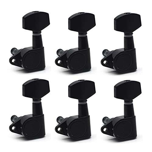 ALFAAL 6 Stücke Gitarren-Tuning-PEGs-Tuner-Maschinenköpfe Tuning Peg Maschine Kopf Chrom-Gold-Schwarz (Color : Big Peg Black 6L)