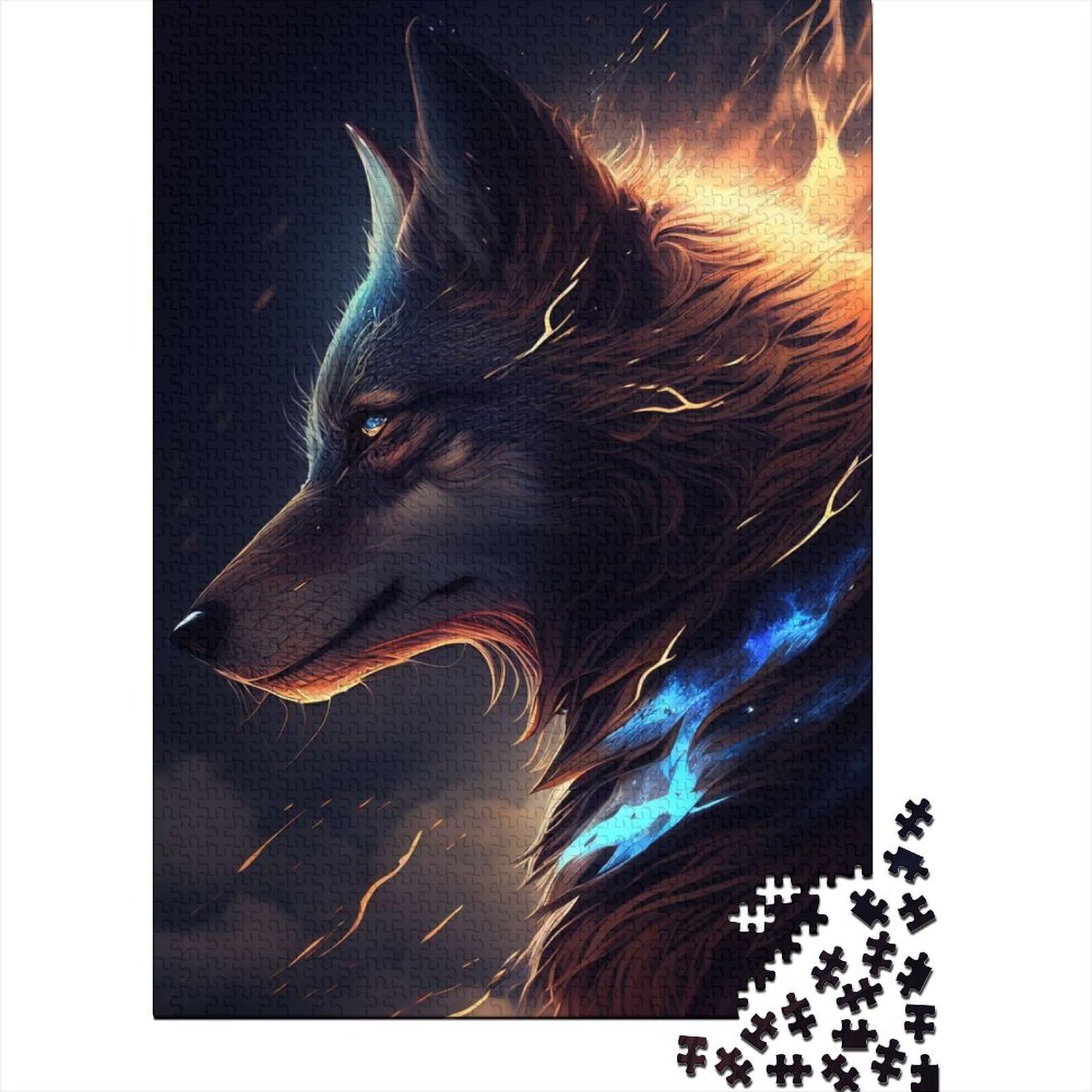 Wolf-Anime-Tier-Holzpuzzle für Erwachsene und Jugendliche von Art Jigsaw Puzzles für Erwachsene 1000 Teile Spielspielzeug für Erwachsene Familienpuzzle Geschenk (Größe 29,53 x 19,69 Zoll)