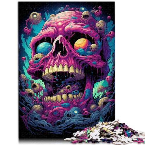 Puzzle-Spiele Seltsamer Psychedelischer Totenkopf Puzzle 1000 Teile Holzpuzzle Spielzeug Puzzle Lernspiele Stressabbau Puzzle 1000 Teile (50x75cm)