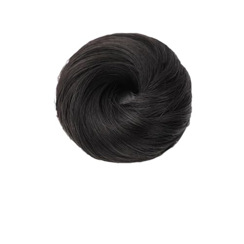 Haarteil Haargummi Synthetischer Chignon mit Gummiband, braun, blond, glattes Haar, lockiges Chignon-Haarteil, Dutt, Kordelzug for Frauen Haarverlängerung(1B/30HL)