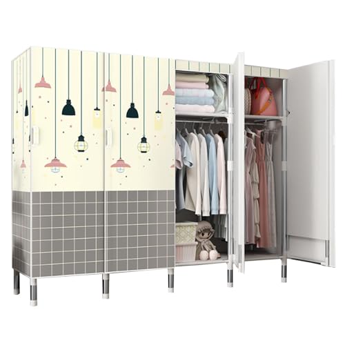 ZHANGshouf Kleiderschrank, Canvas-Garderobe, tragbare Kleiderschrankregale, Stoffgarderobe, Aufbewahrungsschrank mit Kleiderstange, Regalen, faltbarem Schrank,C-165x50x172cm