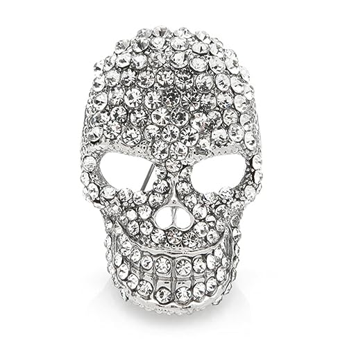 CTRSM Brosche Funkelnde Strass-Totenkopf-Broschen for Damen, Unisex, zweifarbig, Punk-Stil, lässige Party-Brosche, Geschenke