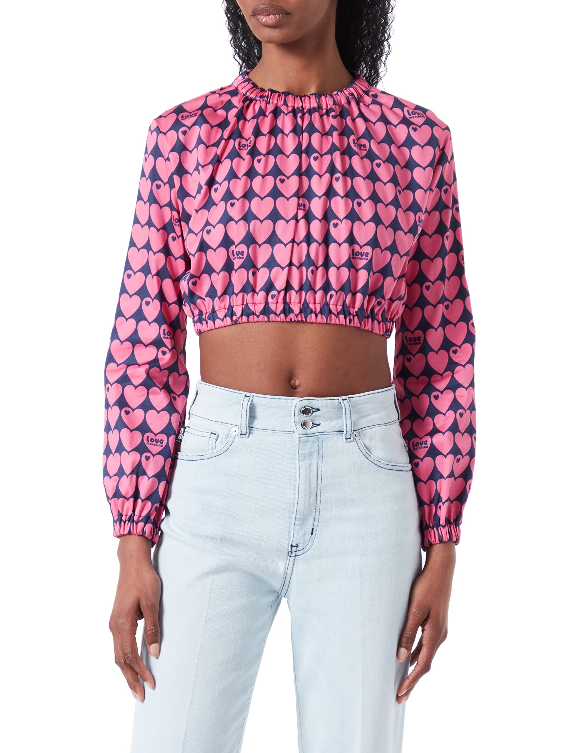 Love Moschino Women's Cropped Blouse, Blue Fuchsia, 42