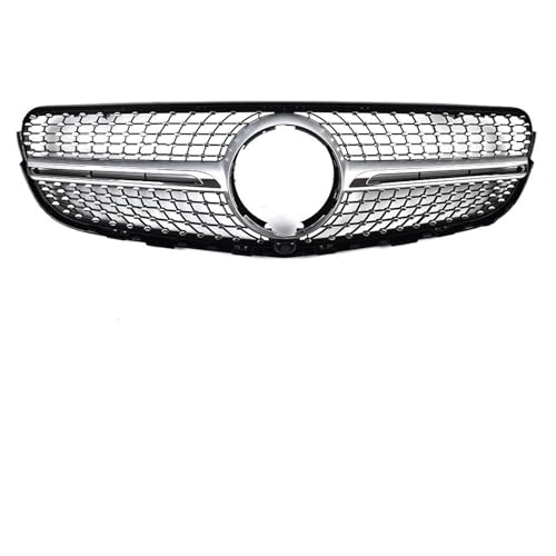 Frontgrills Für Benz GLC X253 2015-2018 Außenteil-Tuning Mittelgitter GT Diamond Style Fronteinlassgitter Racing Stoßstangengrill Front Bumper Grille(Diamond Silvery)