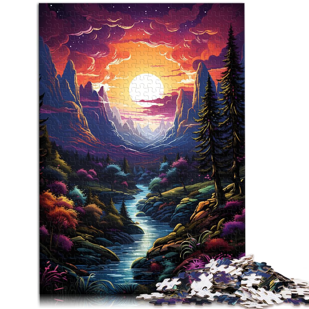 Puzzles für farbenfrohe Psychedelie Einer mysteriösen Landschaft, 1000 Teile, für Erwachsene, Geschenke, Holzpuzzles, dekomprimierendes geistiges Lernspielzeug, 1000 Teile (50 x 75 cm)