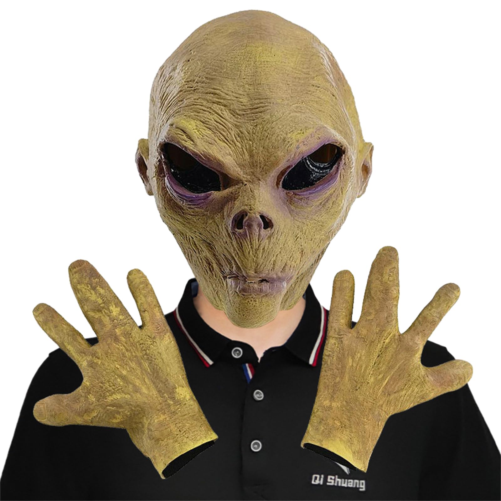 Aurgiarme Halloween Alien für Erwachsene Halloween Gesicht Glvoes für Männer/Frauen Halloween Party Cosplay Maskerade Halloween Alien Halloween Alien Gruselig Alien Realistisches Latex