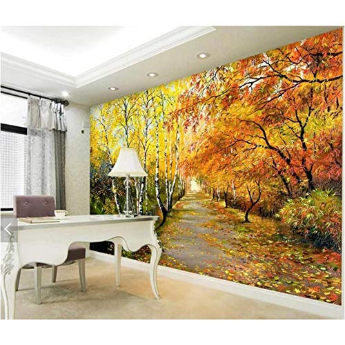 XLMING Herbstblätter Blätter Wälder Wald Ölgemälde 3D Tapeten Home Esszimmer Sofa Schlafzimmer Wohnzimmer TV Hintergrund-250cm×170cm