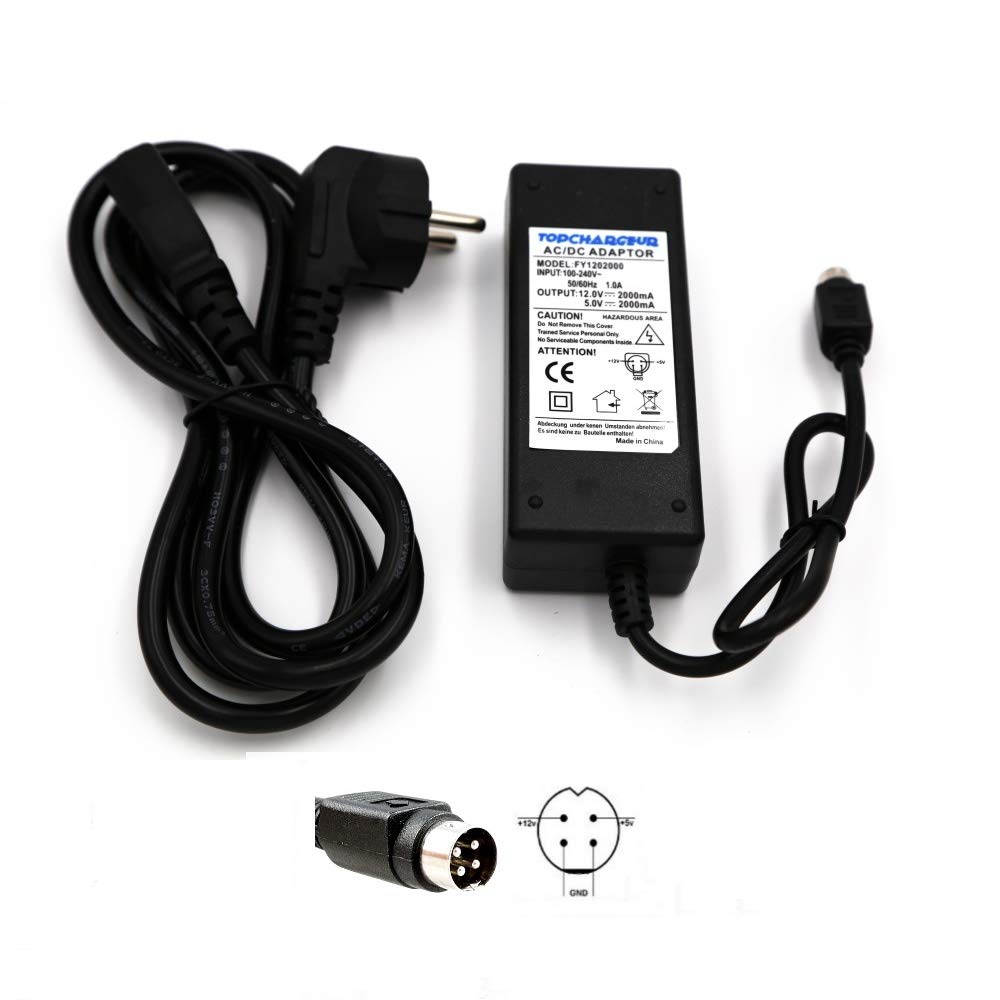 TOP CHARGEUR * Netzteil Netzadapter Ladekabel Ladegerät 12V 5V 2A 4 Pin für Festplatte Storex-Club mpix-358hd inklusive Kabel Sektor