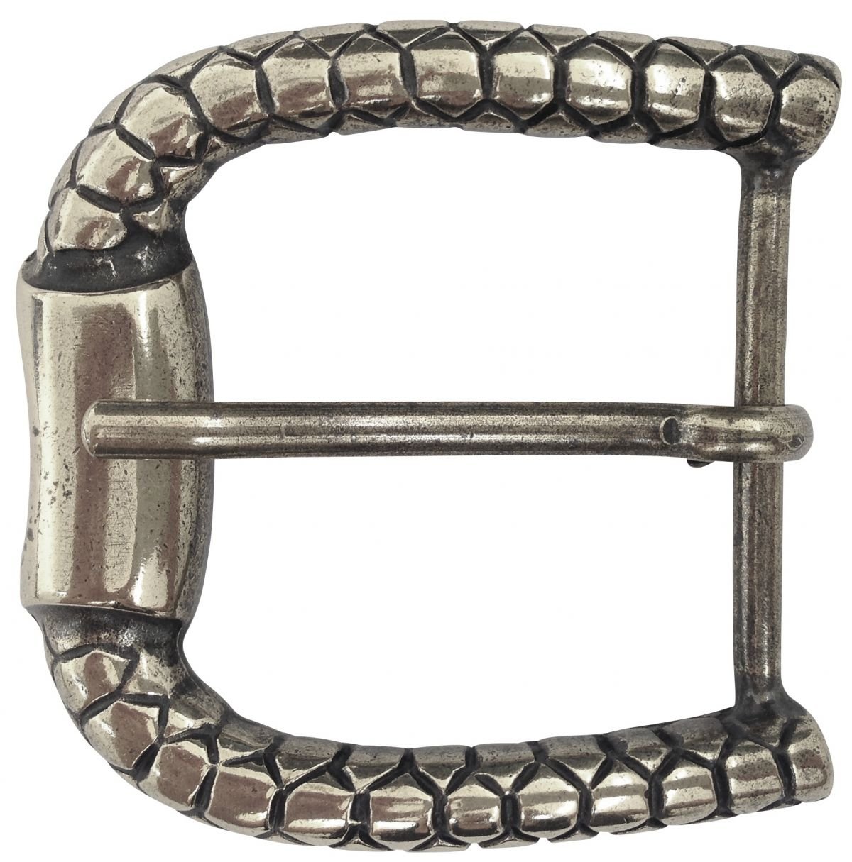 BELTINGER Gürtelschnalle Reptile?s 4,0 cm | Buckle Wechselschließe Gürtelschließe 40mm Massiv | Dorn-Schließe | Wechselgürtel bis 4cm | Silber