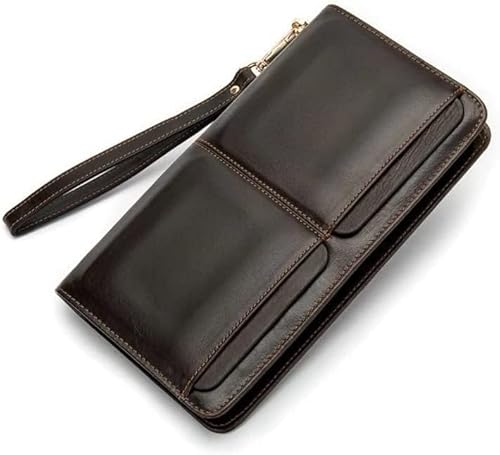 YIHANSS Herren Clutch Bag Geldbörsen aus echtem Leder Lange Geldbörsen Große Kapazität Business Geldbörse Reißverschlüsse Handytaschen für Männer