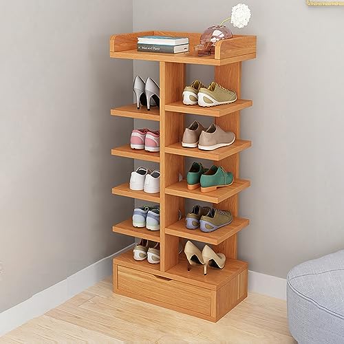 YIHANSS Schuhregal, Holzschuhschrank, schmaler Schuhschrank, schmaler Schuhschrank für den Eingangsbereich, stabiles Schuhregal, freistehender Schuhaufbewahrungsschrank (Stamm 105 cm)