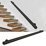 Schwarzer Handlauf für Treppen 30 cm–600 cm, Edelstahl-Treppengeländer, Handläufe für den Innen- und Außenbereich, Wandbalustraden-Fußgeländerunterstützung (Size : 120cm)