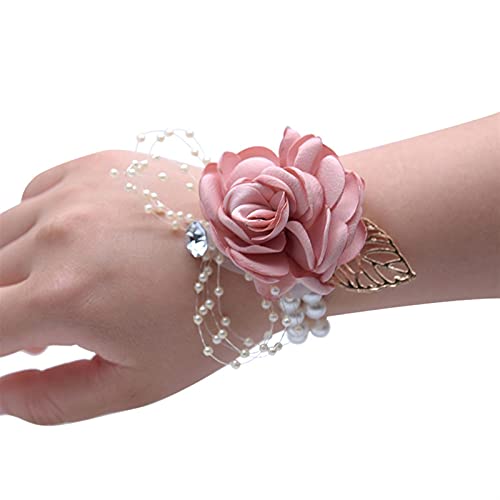 Ein Blumenarmband, ein Handgelenk mit Blumen Mädchen Brautjungfer Handgelenk Blumen Hochzeit Prom Party Corsage Armband Stoff Hand Blumen Hochzeit Supply Zubehör (Color : 3), One Size