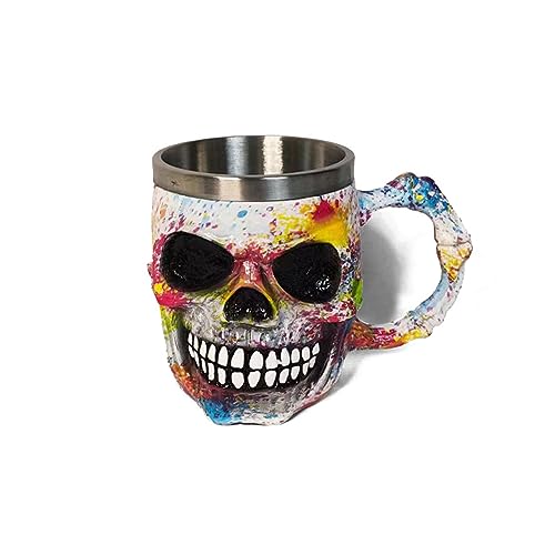 Totenkopf-Bierkrug aus Edelstahl, Kaffeebecher, Küchendekoration, Bierbecher, Halloween, Spukhaus-Dekoration, Trinkgeschirr