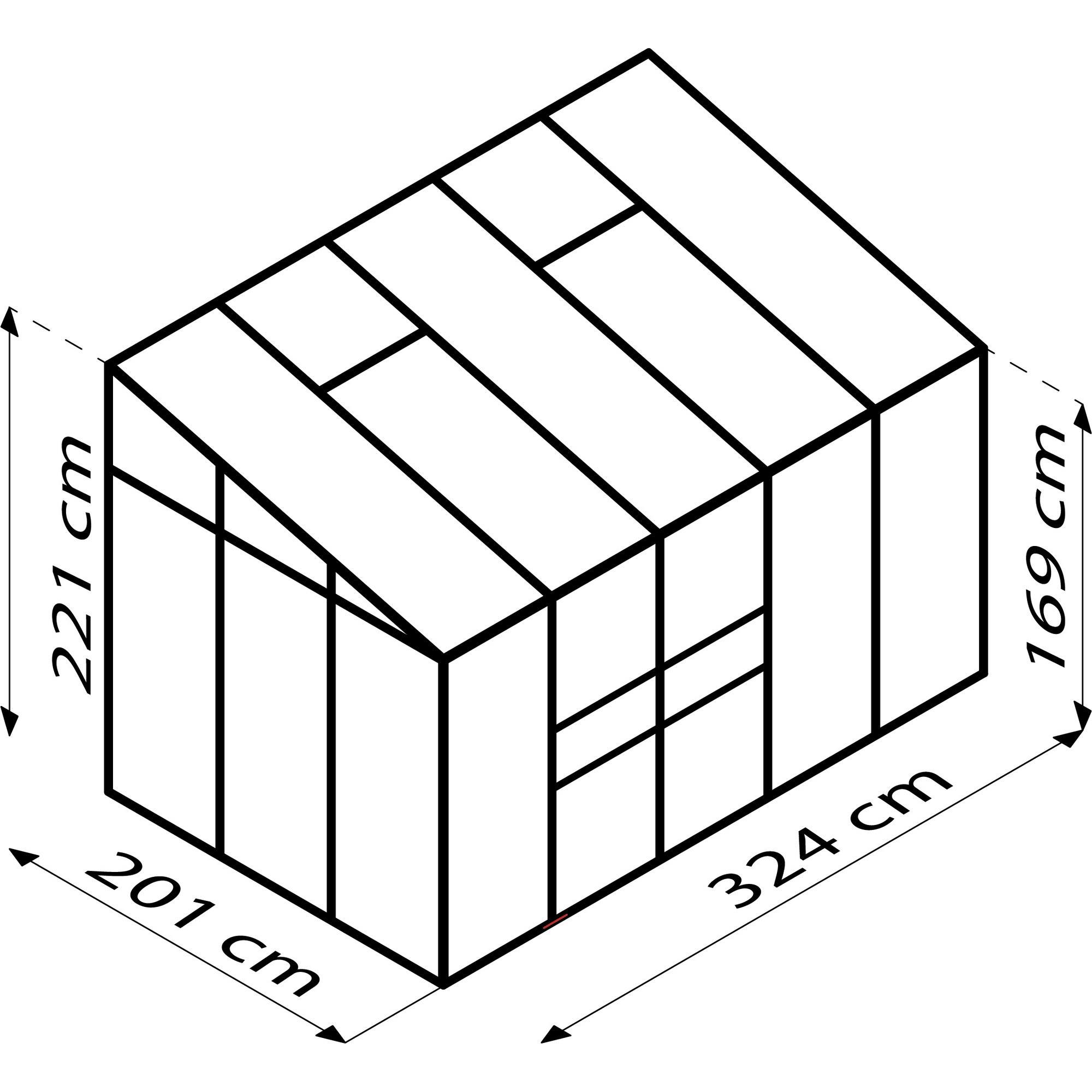 Vitavia Anlehngewächshaus 'Ida 6500' 6,5 m² 316,6 x 190,1 cm 6 mm Hohlkammerplatten aluminiumfarben 3