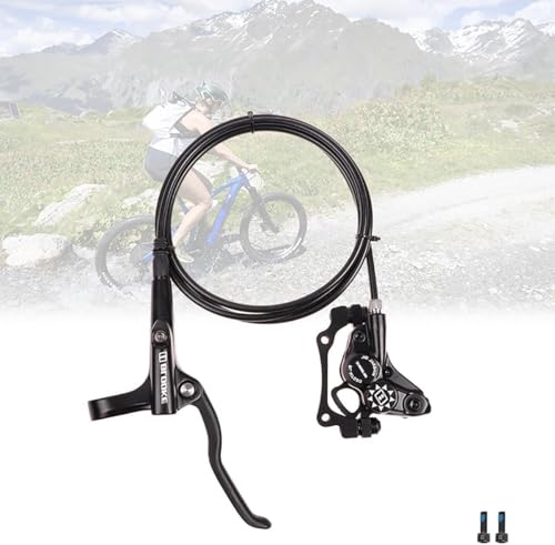 4-Kolben-Mountainbike-Hydraulikbremse, Aluminiumlegierung, rechte Hinterradbremse, 1400 mm, hydraulische Bremse für MTB, mit Montageadapter, Schwarz