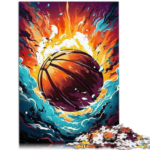 Puzzle für Fantasie, Farbe Basketball, Feuer, Puzzle für Erwachsene, 1000 Puzzle-Spielzeug, Holzpuzzle für Familienspaß und Spieleabend, 1000 Teile (50 x 75 cm)