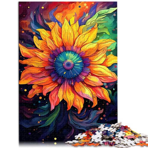 Puzzle für psychedelische, bunte Sonnenblumen, 1000 Teile, Puzzle-Geschenke, Holzpuzzle, Spielzeug, Puzzle, Lernspiele, Stressabbau-Puzzle, 1000 Teile (50 x 75 cm)