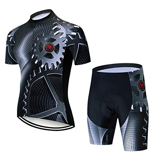 Hotlion Herren Fahrradshirt Radtrikot Sets Kurzarm Feuchtigkeitstransport Atmungsaktiv Schnell Trocknen, Cc6470, X-Groß