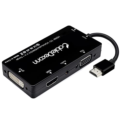 Cabledeconn HDMI zu VGA DVI HDMI mit Audio 3,5 mm, Micro-USB-Konverter, Adapter-Kabel für HDMI-Laptops Computer usw., gleichzeitige Verbindung, schwarz